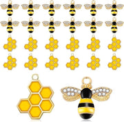 24 pezzi di pendenti api - lega emaillo ragnatela di miele pendenti - strass pendenti api - gioiello fai da te - orecchini pendenti chiavi - Metallo Strass