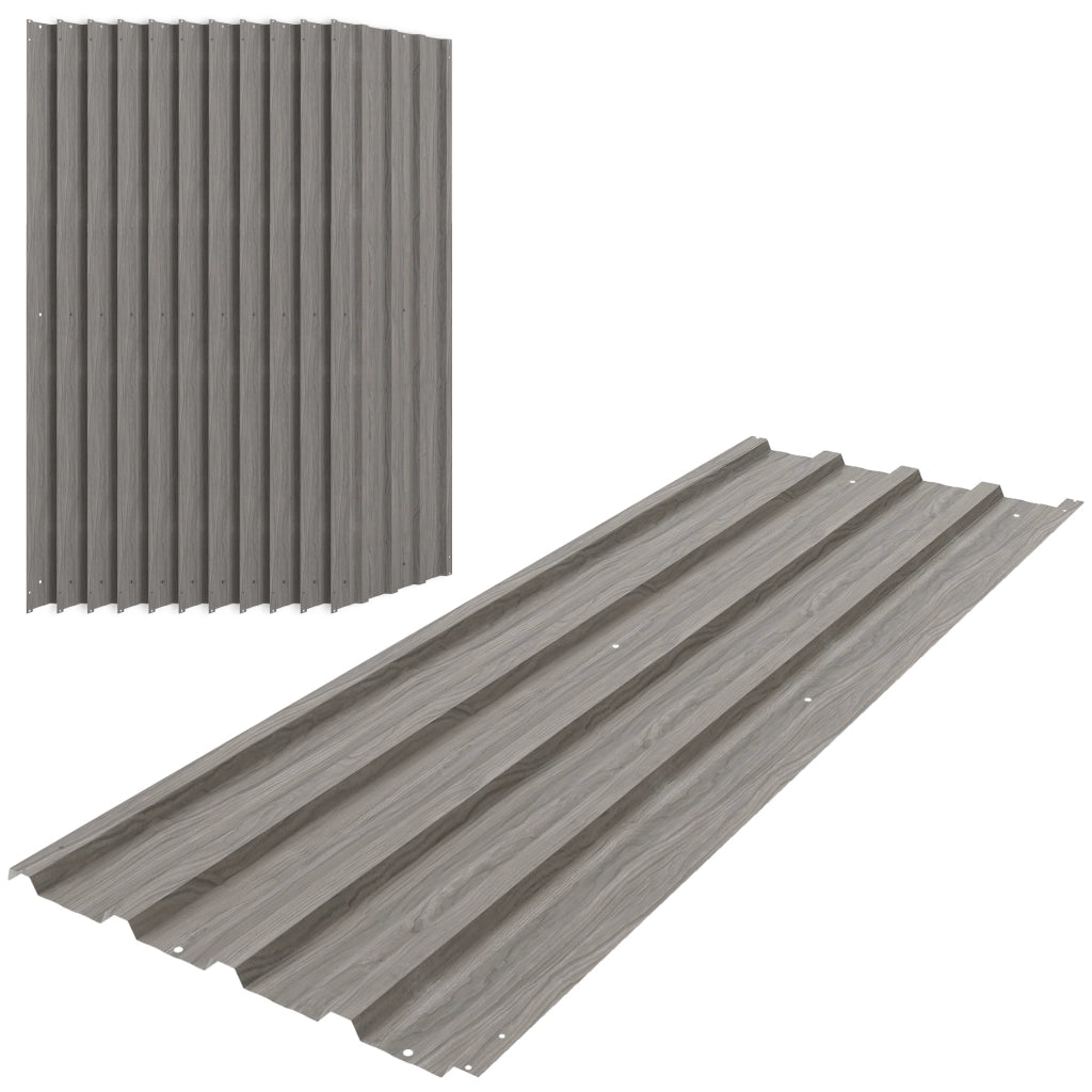 Set 12 Pannelli di Ricambio 129x45 cm per Casette da Giardino in Acciaio Zincato Grigio