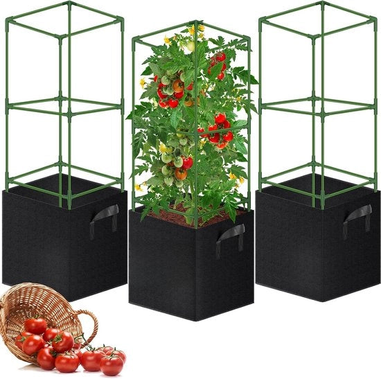 Supporto per pomodori adattabile - Sostenibile e multifunzionale - 3 pezzi - Acciaio - 15x15x45 pollici