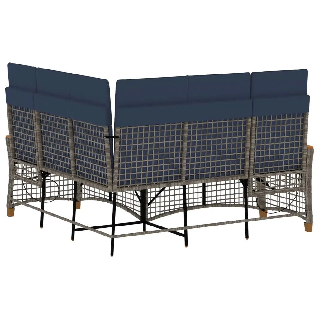 Set di Divani Recliner da Giardino Regolabile Grigio e Blu Navy