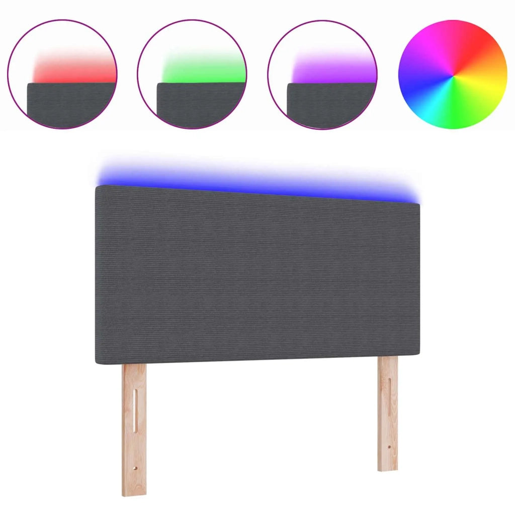Testiera LED con testiera-Testata con LED-Testiera Decorativa Grigio scuro 100 cm Poliestere 127707