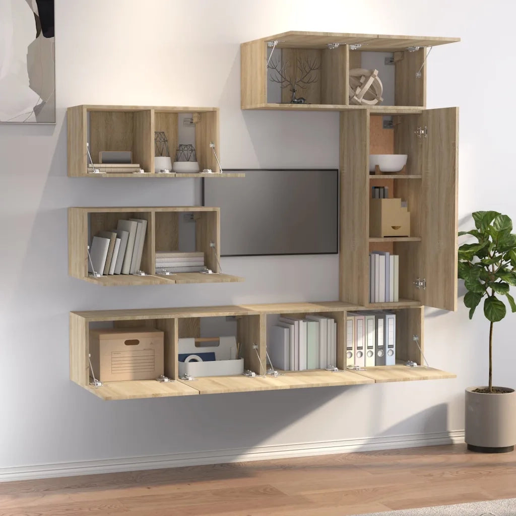 Set di Mobili Porta TV 6 pz-Set di 6 Credenza per TV Rovere Sonoma in Legno Multistrato 315726