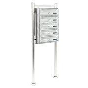 Blocco 5 cassette postali su supporto 5 scomparti sovrapposti acciaio inox 16_0000037