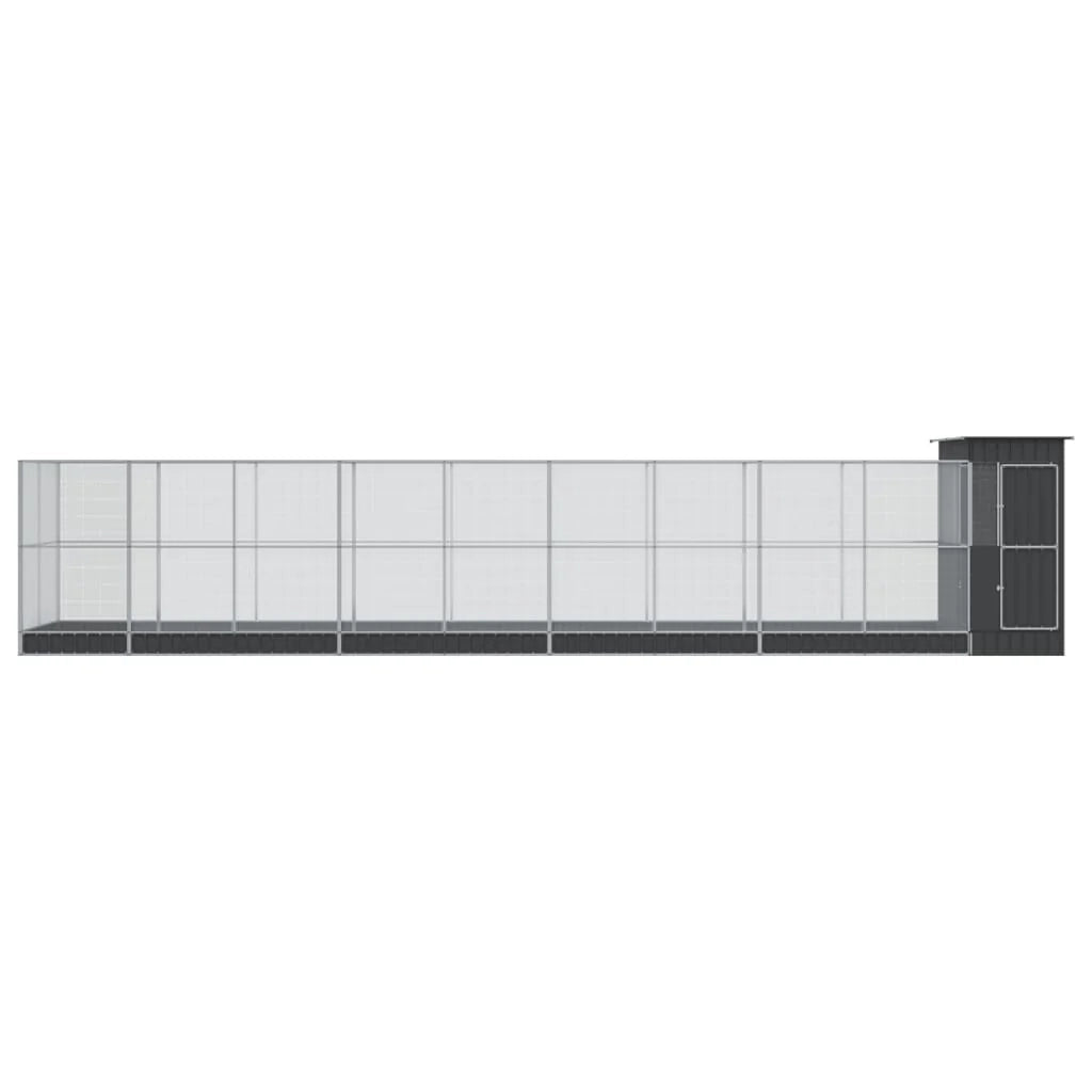 Voliera a gabbia con estensione in argento 1037 x 203 x 216 cm acciaio argento 02_0045642
