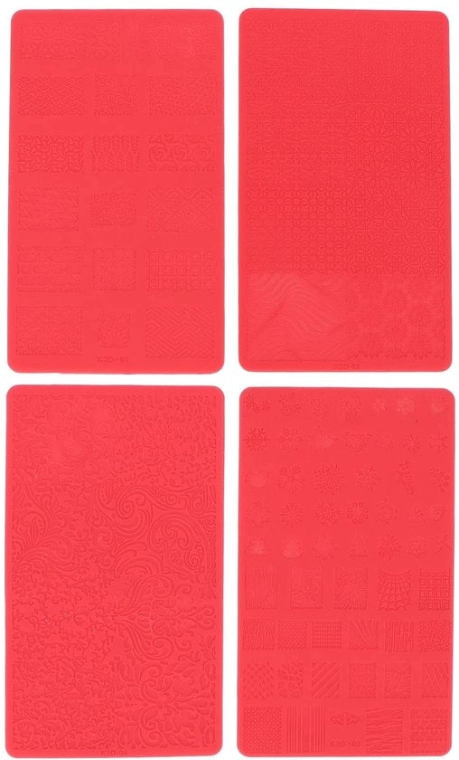 Set di Artigianato per Unghie 4 pezzi - Sfondi 3D - Stencil in Silicone morbido - Progetto DIY per unghie - Disegno portatile - Adatto per uso domestico - Arte dell'unghia