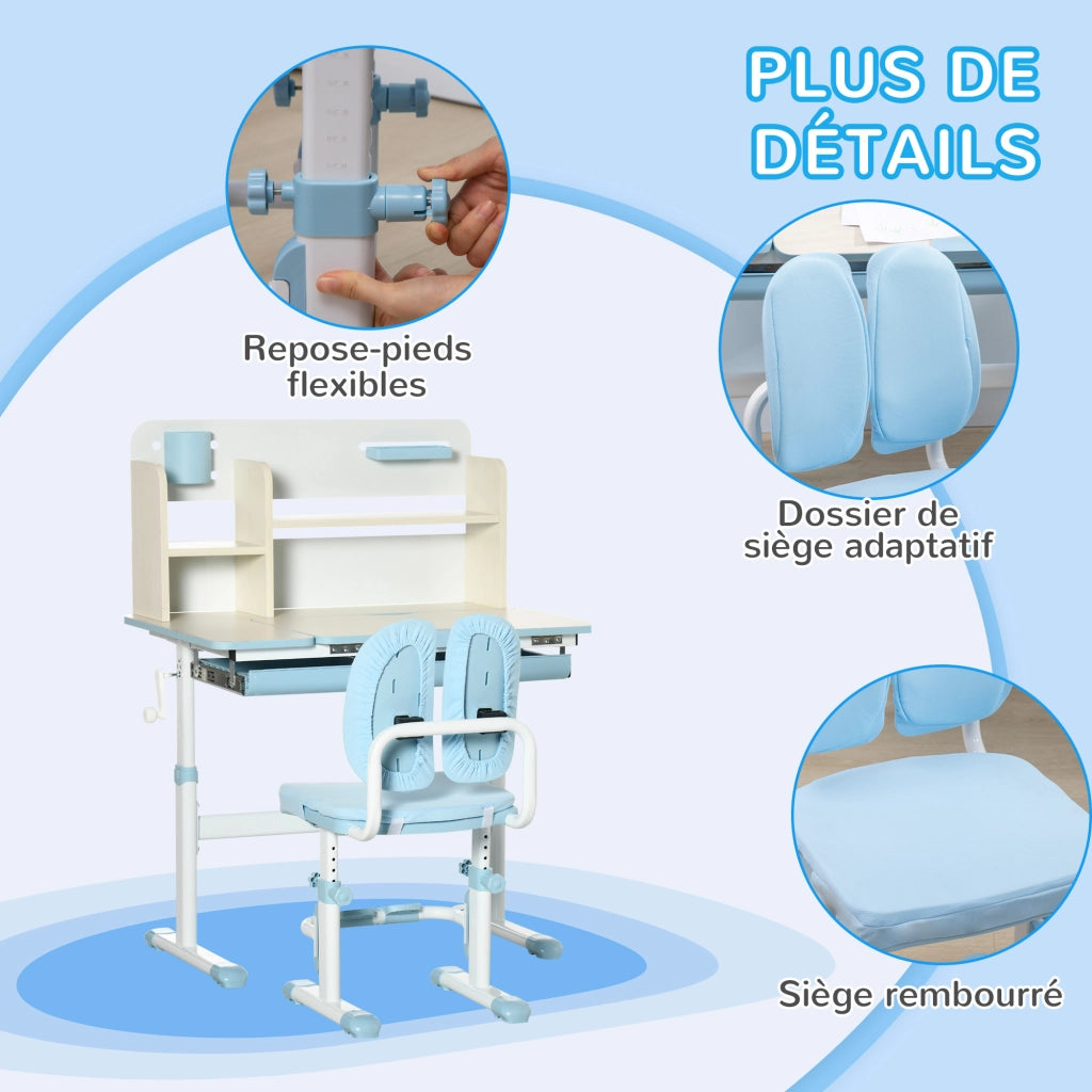 Scrivania per bambini regolabile in altezza con piano inclinabile 0-60¡ã ¨C Minimal ¨C 80x52x88-109 cm blu