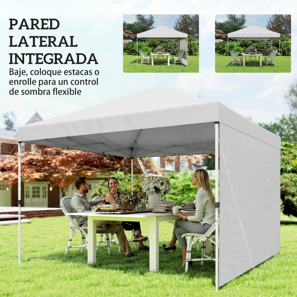 Tenda da giardino pieghevole 3x3 m ¨C zephmum ¨C bianco con pareti laterali UPF50+