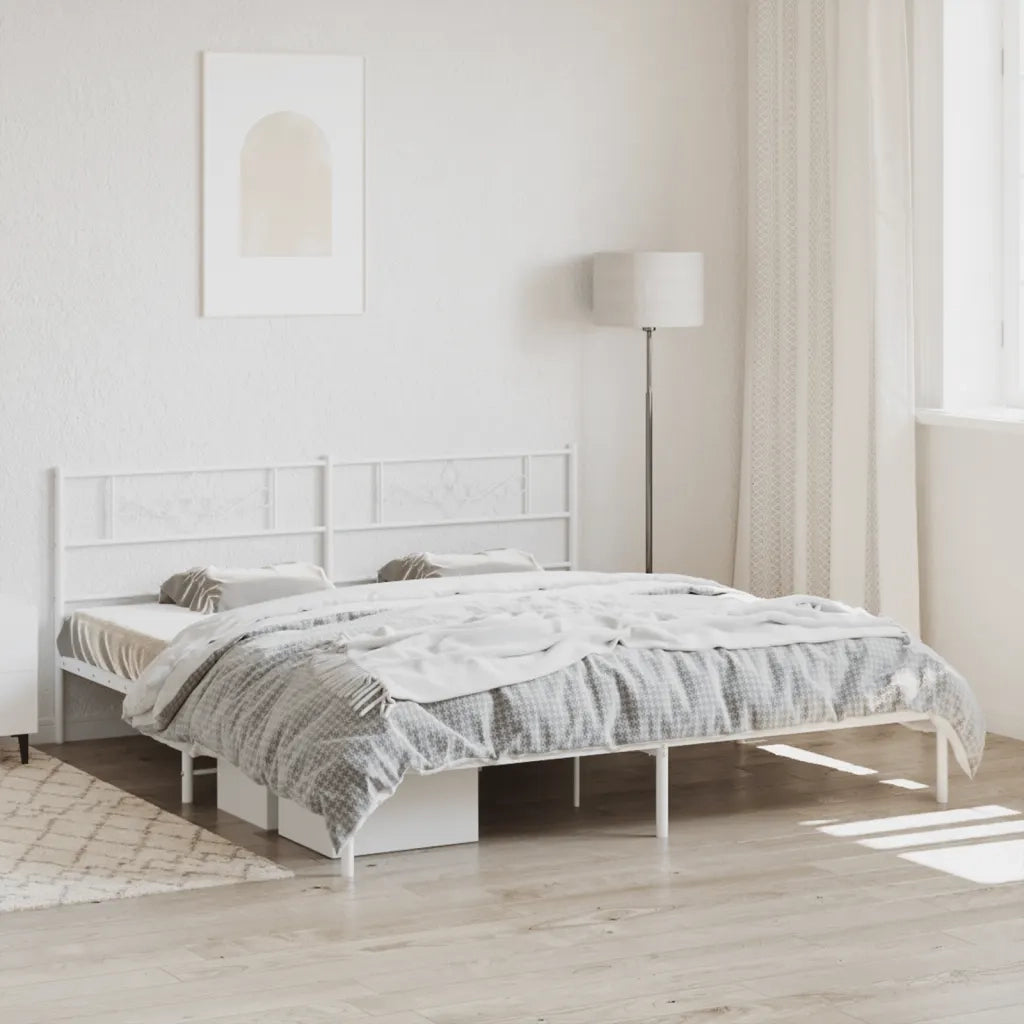 Giroletto con Testiera Metallo Bianco 200x200 cm 355323