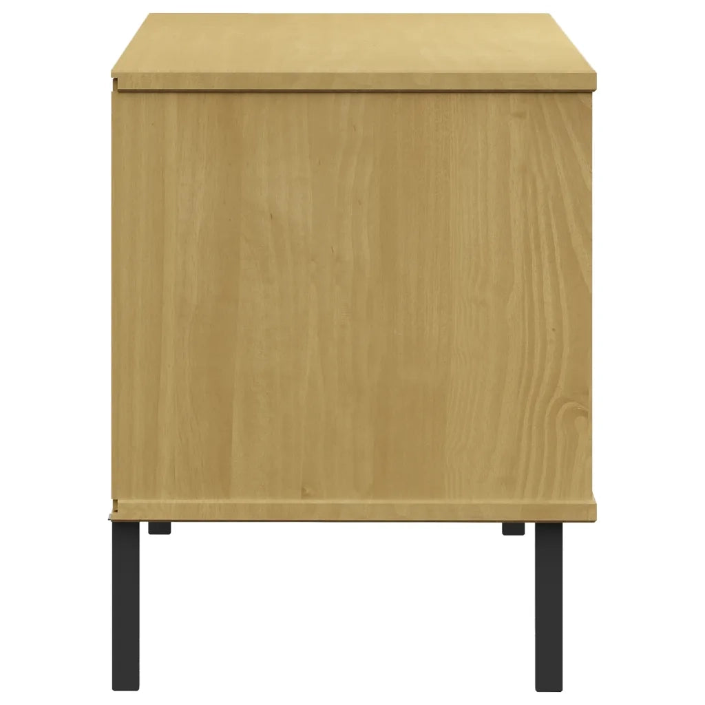 Scarpiera Gambe Metallo-Scaffale per scarpe-Armadietto contenitore Marrone 106x35x45cm Legno Massello OSLO