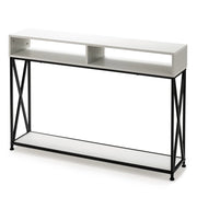 Tavolo consolle set da 1 stretto 120 x 23 x 79 cm con ripiani antiribaltamento stile industriale acciaio bianco 20_0013828