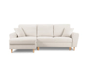 Cosmopolitan Design - Divano convertibile angolare sinistro con contenitore "Kyoto" 4 posti in bouclé beige 