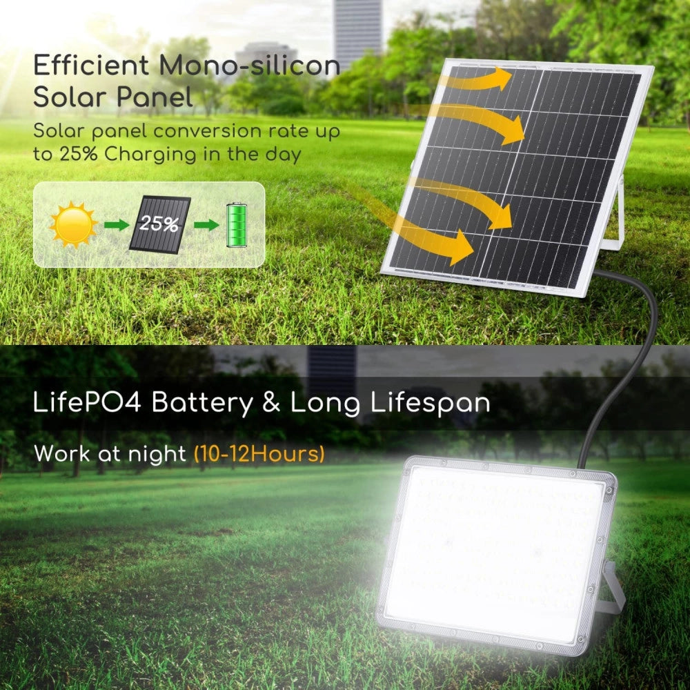 Trade Shop - Faretto Faro Led Solare 200 W Telecomando Ip65 Luce Bianco Fredda 6500k Fso-200 -