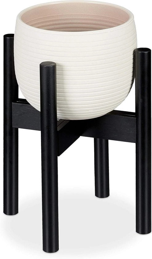 Supporto per piante in bambù - Regolabile per vasi fiorali fino a 32 cm - Altezza 355 cm - Nero