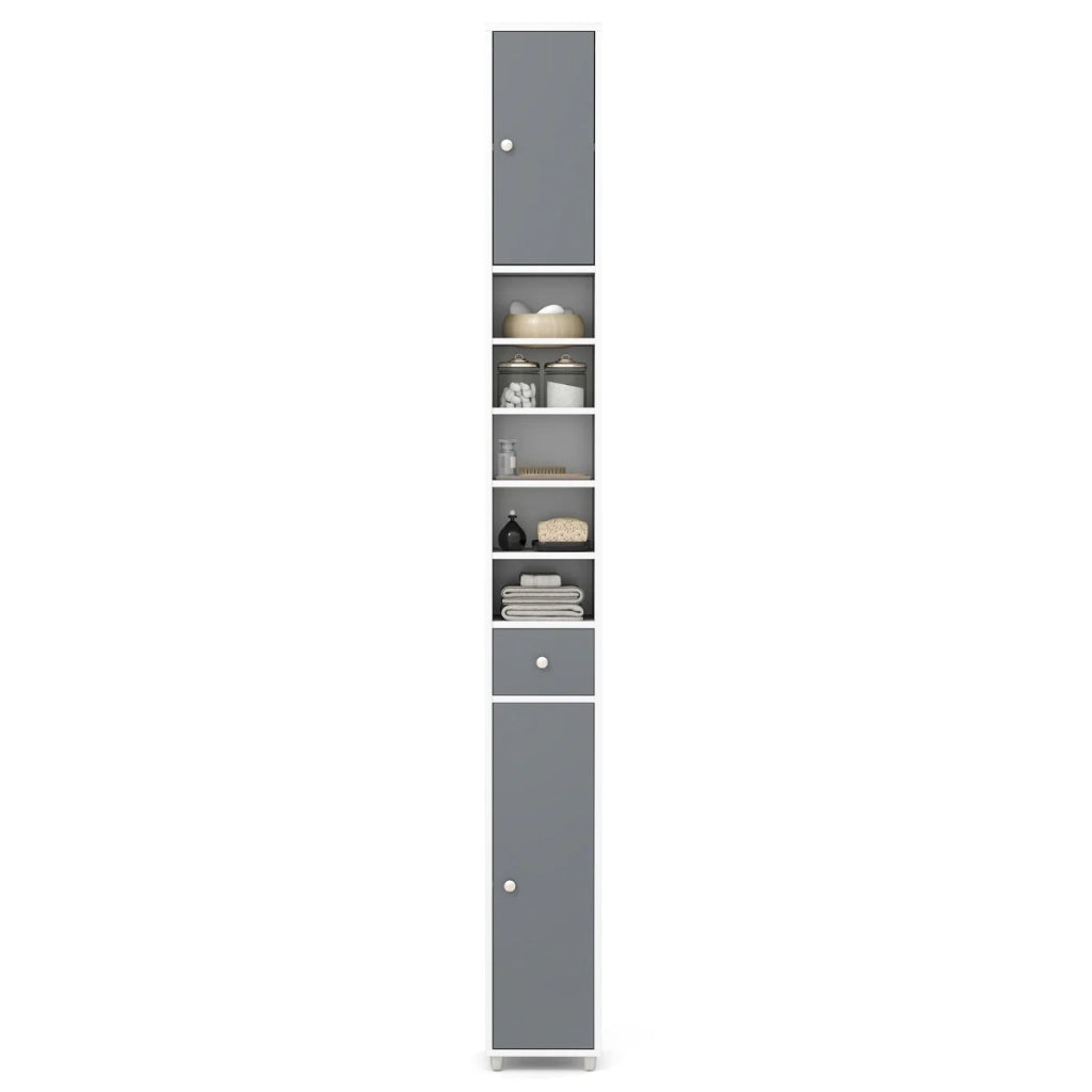 Mobile contenitore per bagno colonna 20 x 20 x 180 cm spazio di archiviazione ottimale stile semplice in MDF grigio e bianco 20_0012730
