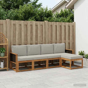 Set di divani da esterno 5 pz Naturale e Grigio Chiaro 3385122
