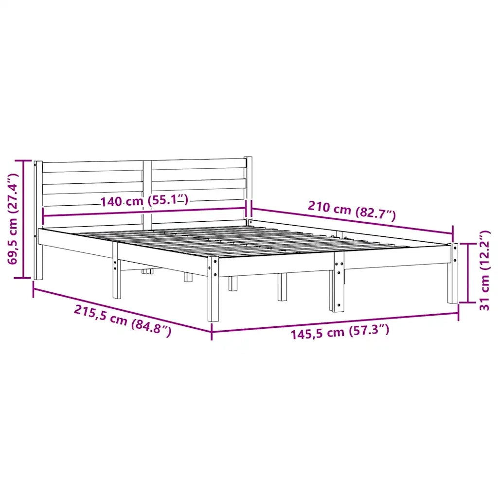 Struttura del letto Marrone 215,5 x 145,5 x 69,5 cm 869766