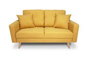 Divano 2 posti in tessuto vellutato giallo piedi in legno - Chloe - DI2P-CH16FBC-PL