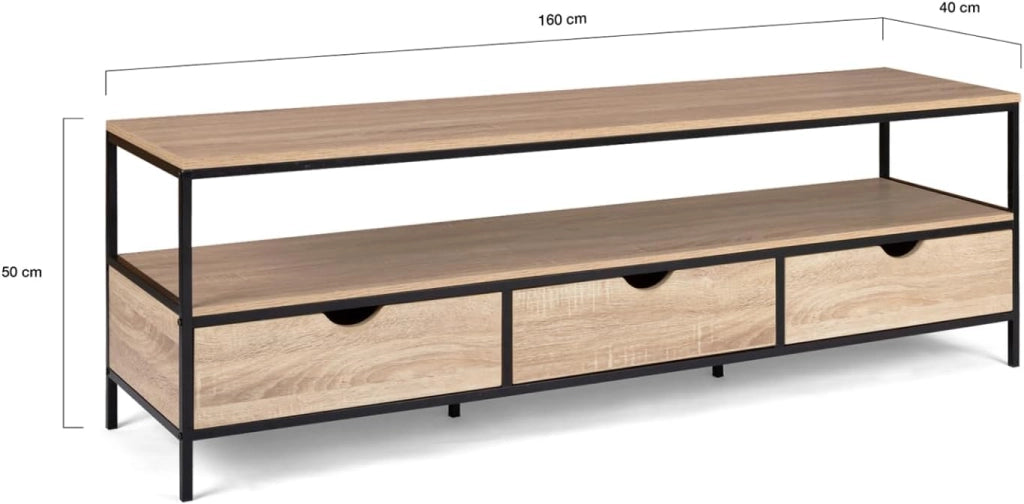 Porta TV DETROIT da 160 cm con 3 cassetti dal design industriale