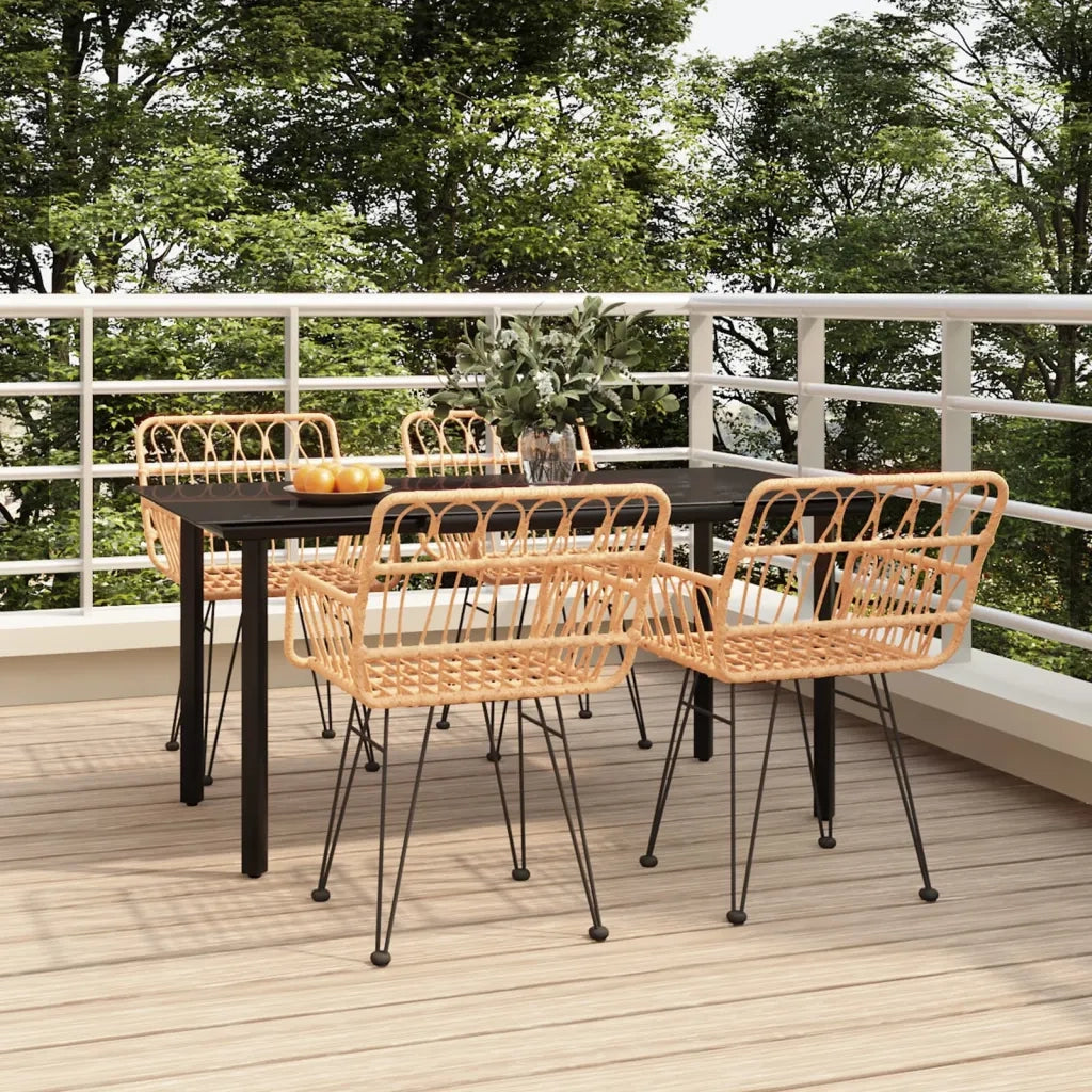 Set da Pranzo da Giardino 5 pz | Set Salotto da Giardino in Polyrattan