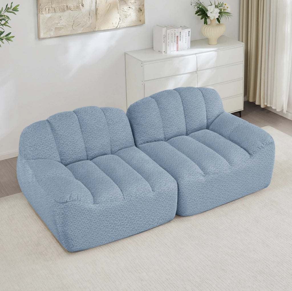 Divano modulare senza struttura 210x104x79 cm in fleece granulato blu