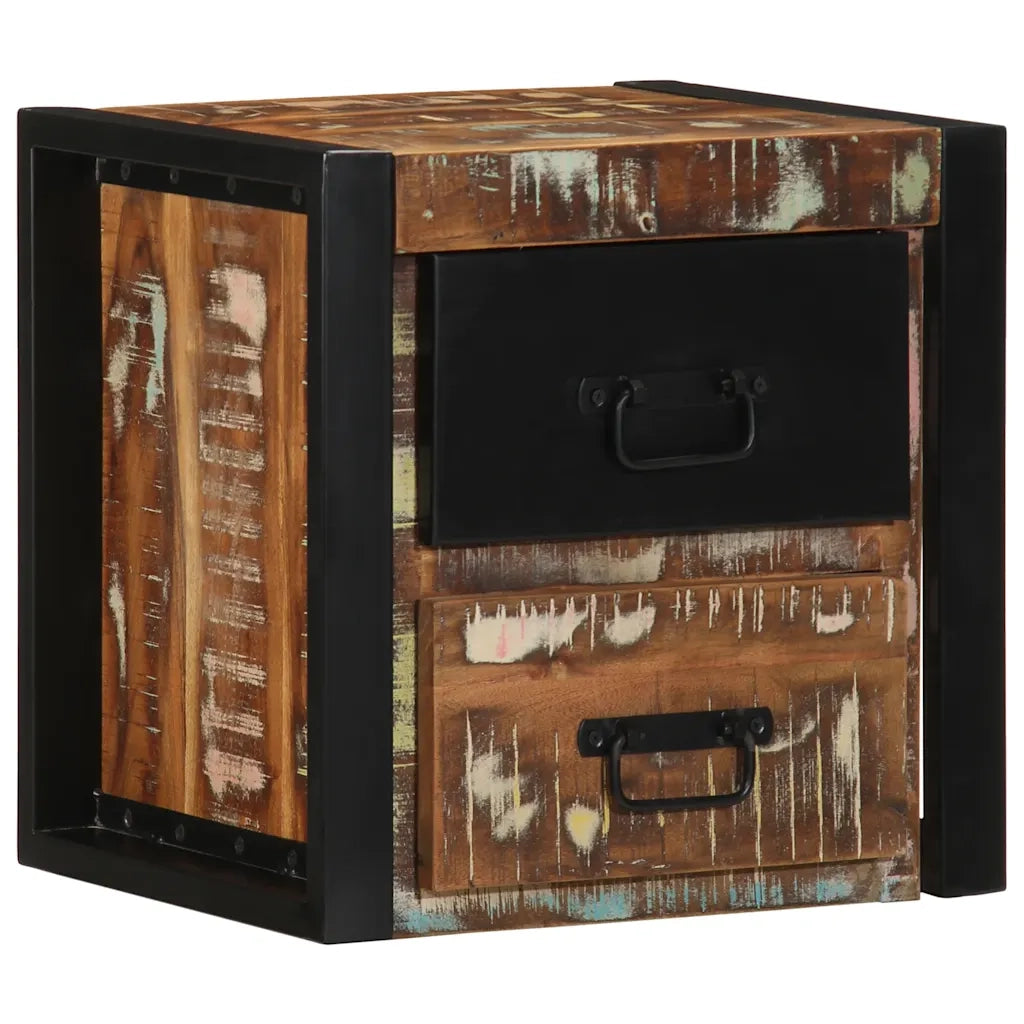 Comodini 2 pz-Set di 2 Tavolino da notte Multicolore 40x35x40cm in Legno Massello Recupero 735364