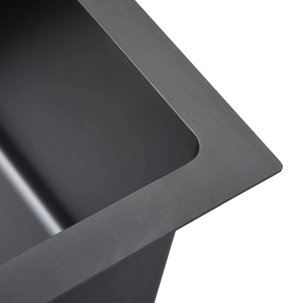 Lavello da cucina fatto a mano 70 x 44 cm acciaio inox nero 02_0002466