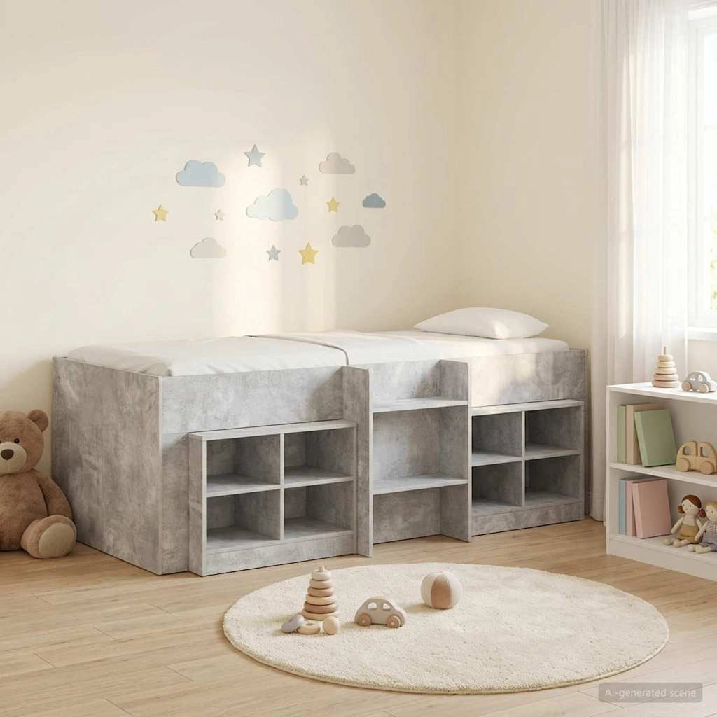 Struttura Letto Loft con Mobile 3 pz Grigio Cemento 3423417