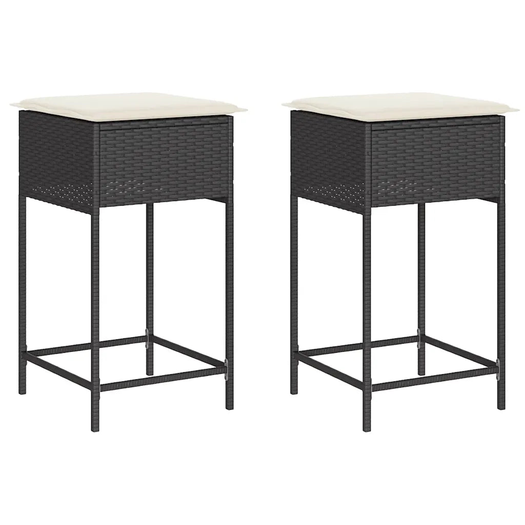 Sgabelli da Bar con Cuscini 2 pz Neri in Polyrattan CFW8054906