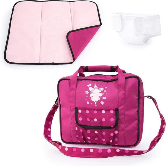 Accessori per bambole e set di cura con luci per bambole da neonato - Cuscino per abbigliamento e pannolino cucito in Bordeaux e Rosa