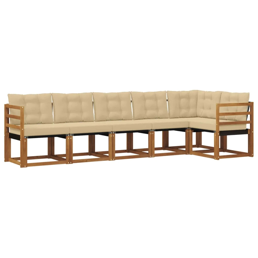 Set di divani da esterno con cuscino 6 pcs Naturale e Beige