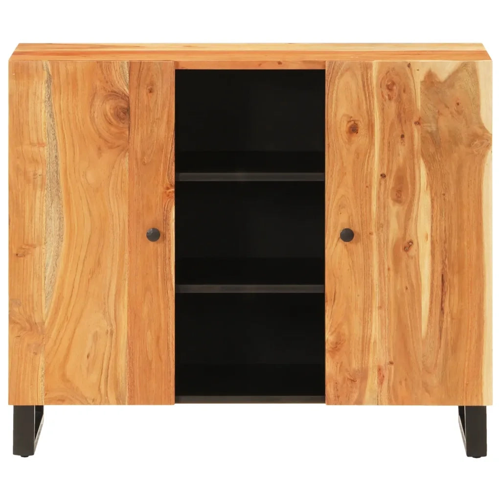 Credenza con 2 Ante-Buffet-Armadio da cucina 90x33x75 cm in Legno Massello di Acacia
