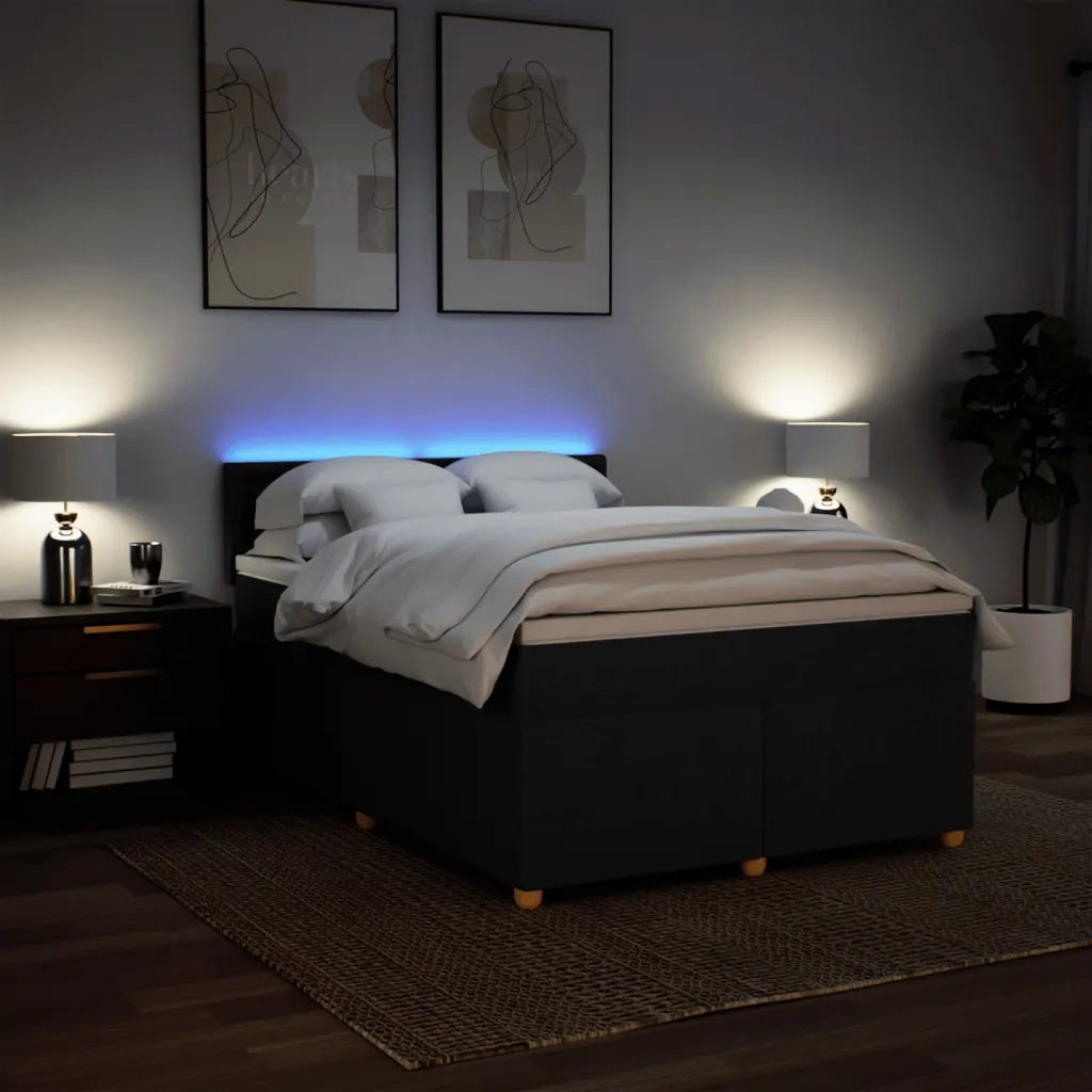 vidaXL Giroletto a Molle con Materasso Nero 160x200 cm in Tessuto
