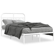 Letto matrimoniale | Letto per adulti | Giroletto con Testiera in Metallo Bianco 120x200 cm