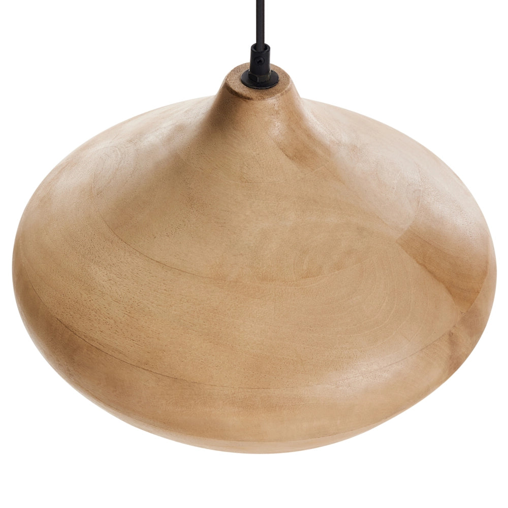 Lampadario dalla Forma rotonda regolabile in legno di mango chiaro da appendere lampada da soffitto