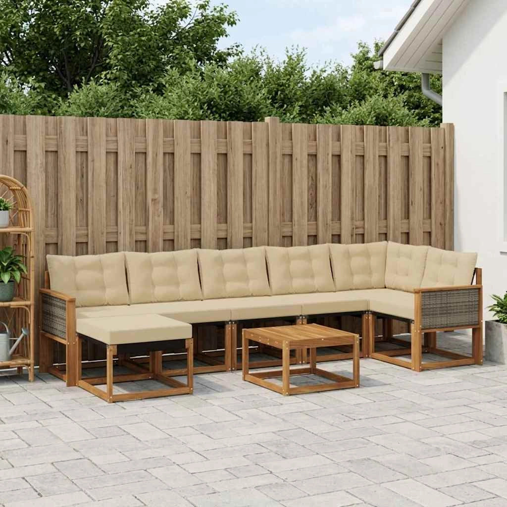 Set di divani da esterno 8 pz Naturale e Beige 3382109