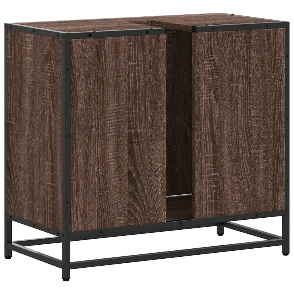 vidaXL Mobile Lavabo Bagno Rovere Marrone 65x33x60cm Legno Multistrato