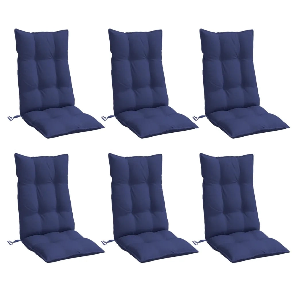 Cuscini Sedia con Schienale Alto 6 pz Blu Marino Tessuto Oxford 377670