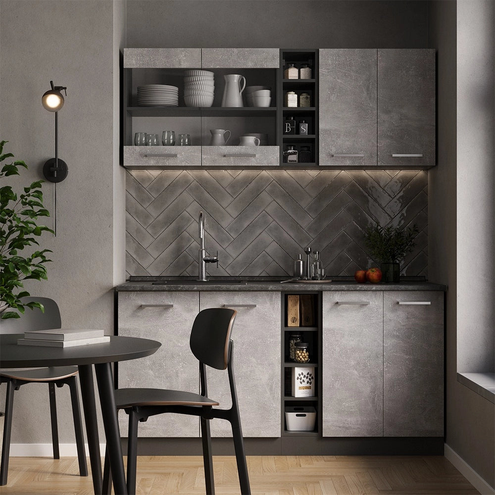 Vicco Cucina completa Calcestruzzo/antracite 160 cm , PL Rovere