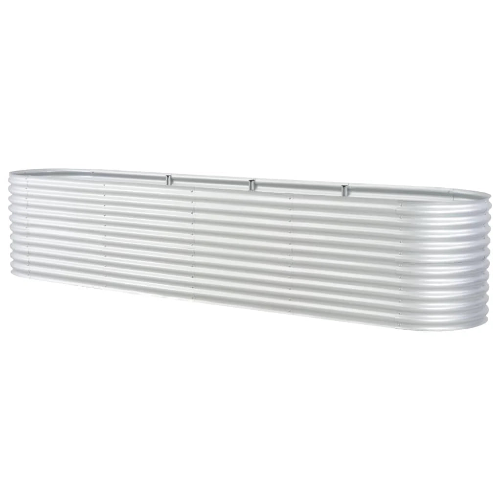 Fioriera rialzata per piante e fiori giardino 400 x 80 x 81 cm acciaio zincato argento 02_0001052