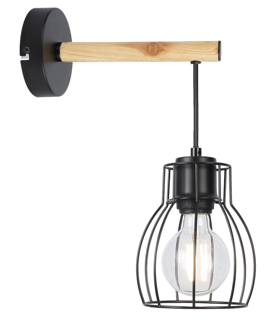 Applique Candellux Bernita legno nero interno 1xE27 IP20