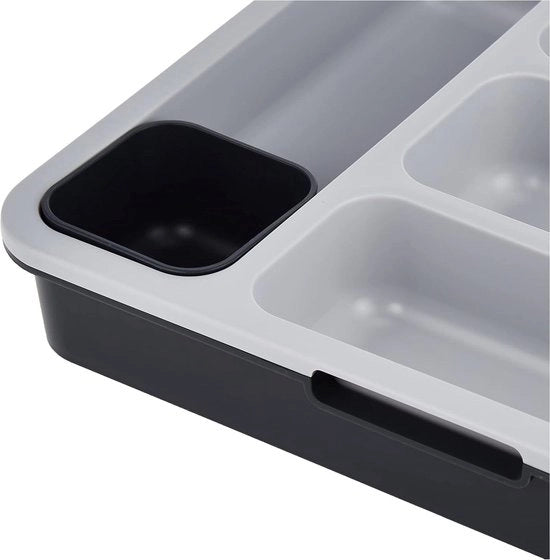 Organizzatore di Cucina e Laccio per Utensili Estensibile Grande Cassetto per Utensili - Grigio Scuro/Grigio - 345 mm x 210 mm