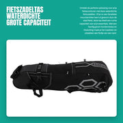 Sacchi portapacchi per bicicletta acqua resistenti - Capacità 12L - Adatti per biciclette da corsa e mountain bike - Striscia riflettente - Progettazione pratica - Materiale poliestere - Borsa per bicicletta