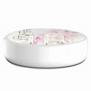 Trade Shop - Portasapone Saponetta Accessorio Arredo Bagno Bianco Con Fiori In Ceramica 69919 -