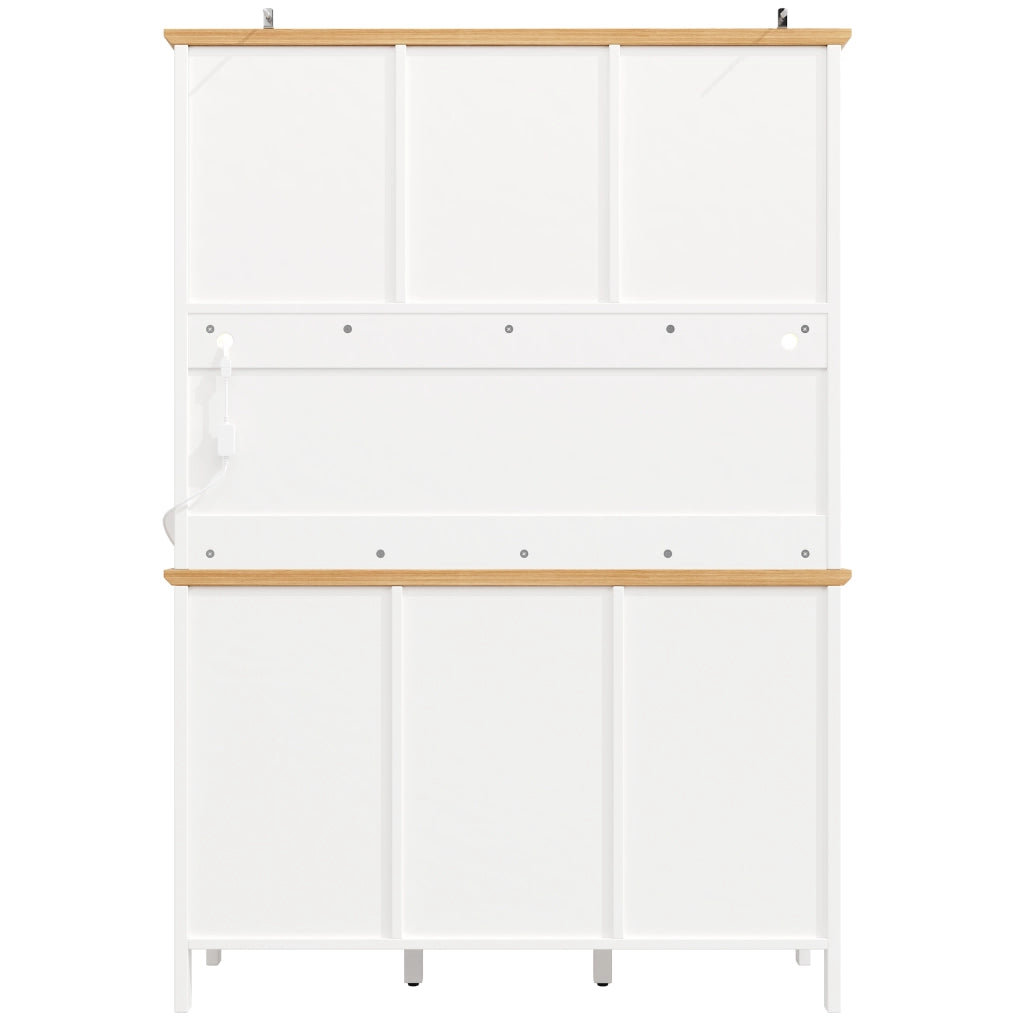 Credenza alta con LED e ripiano aperto, 4 ante, 3 cassetti, MDF e metallo, bianca 120 × 40 × 179 cm