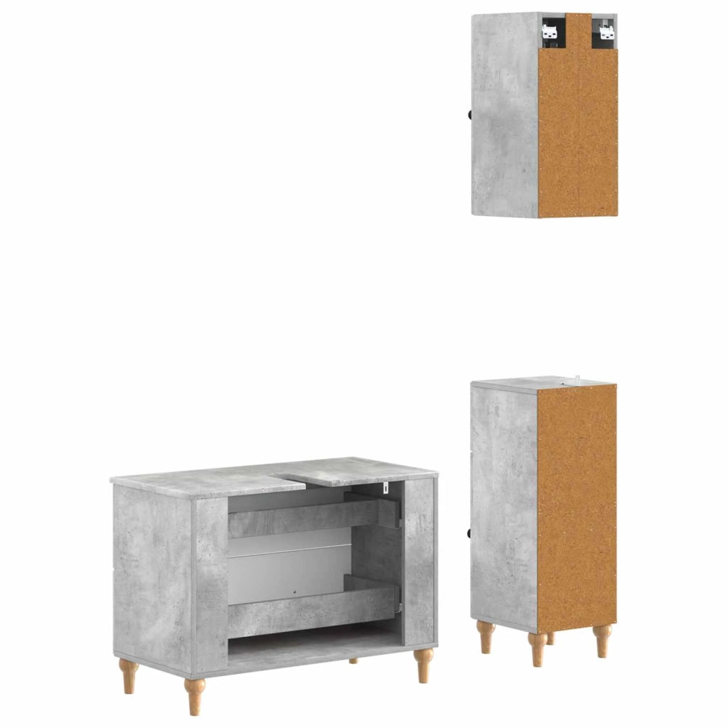 Set di armadietti da bagno in 3 pezzi ALKMAAR Grigio Cemento 3417750