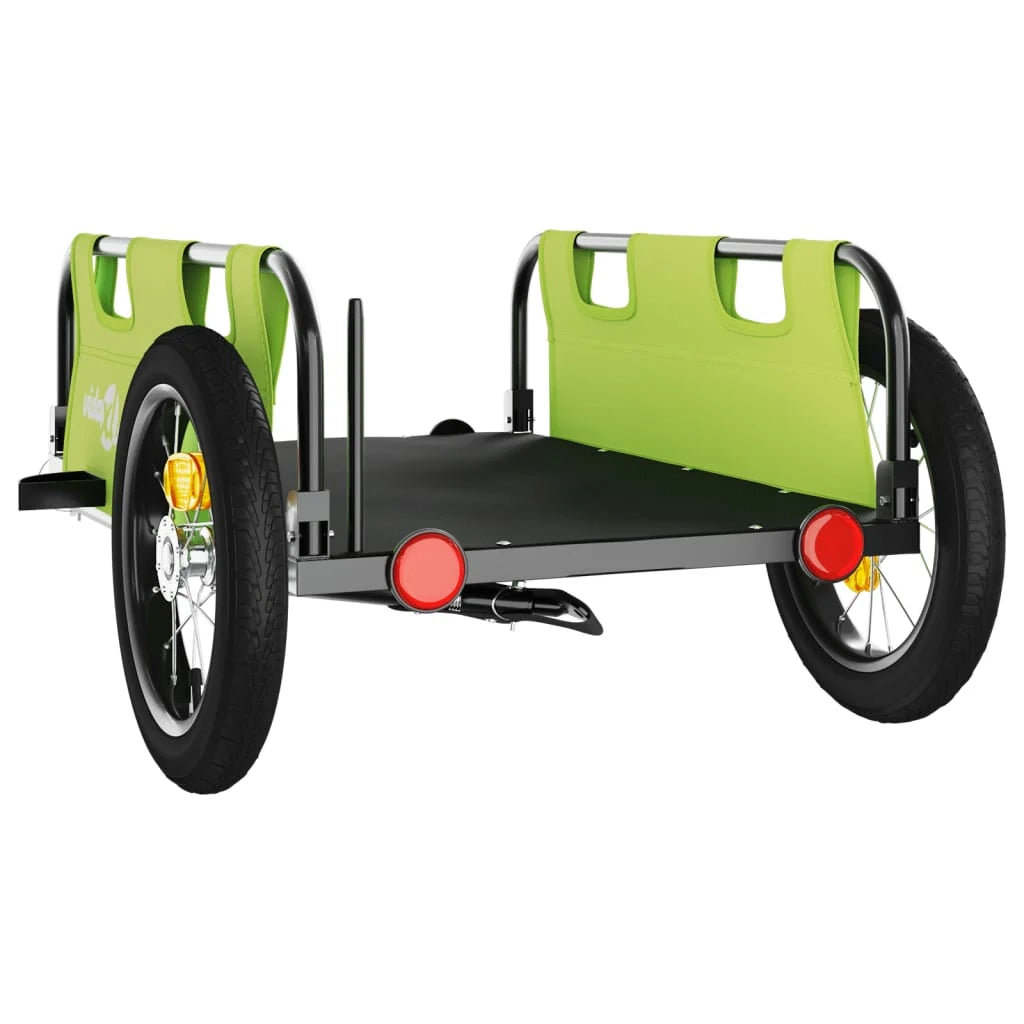 Rimorchio per bicicletta carrello tessuto Oxford ferro verde 02_0044406