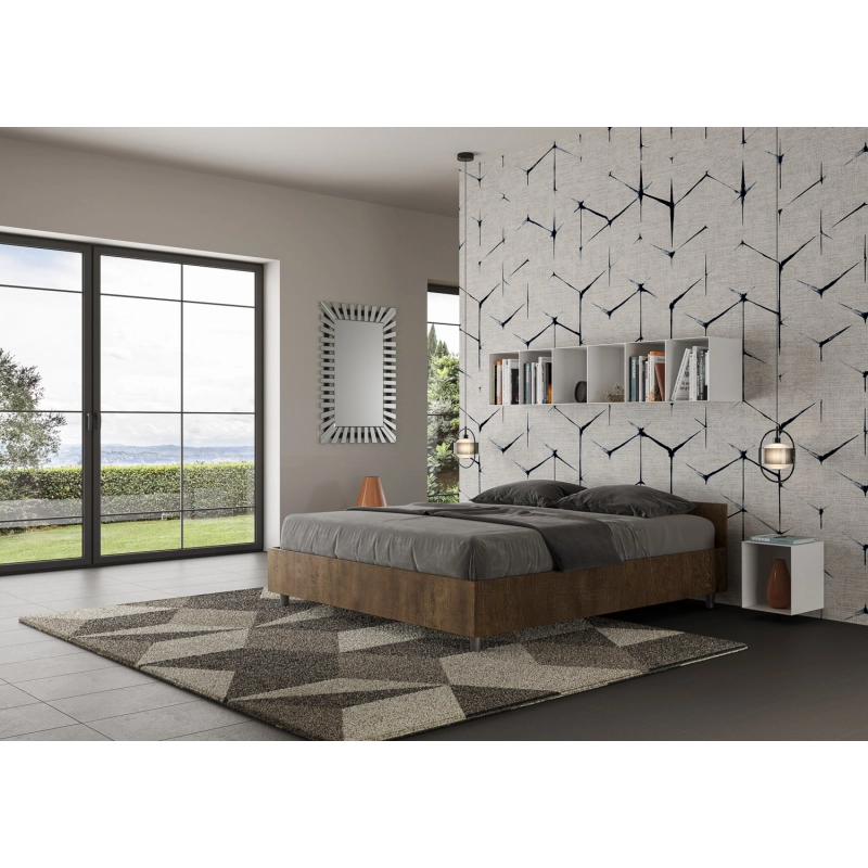 Letto Matrimoniale 160x190 cm Nuamo - Con rete,Noce
