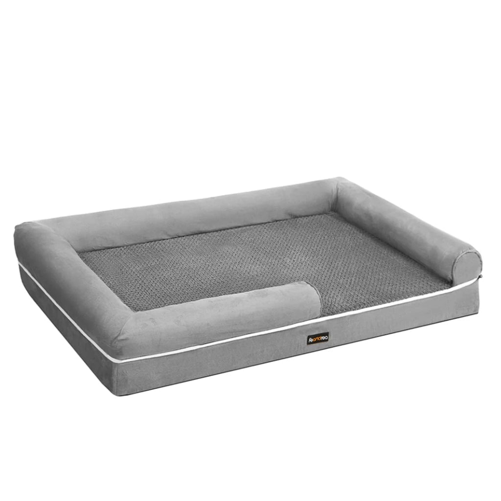 Cuccia ortopedica per cani divano letto per animali domestici imbottitura morbida bordi rialzati fodera sfoderabile e lavabile 120 x 85 x 25 cm antiscivolo grigio chiaro 12_0006857