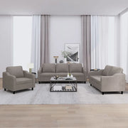 Set di Divani 3 pz con Cuscini Tortora in Tessuto