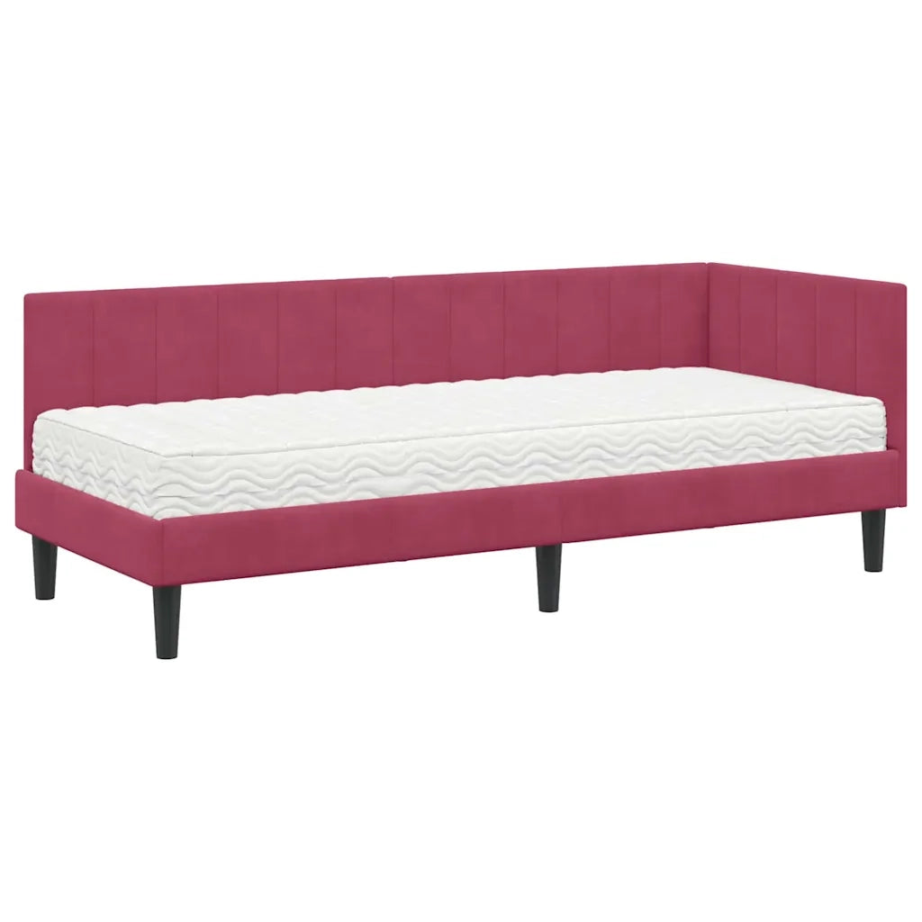 Struttura Letto Angolare con Materasso 2 pcs Verde Velluto 3393882
